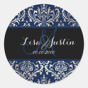 PixDezines Rossi Damask, monogramm/DIY Farbe! Runder Aufkleber