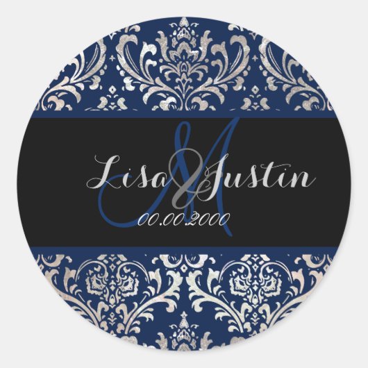 PixDezines Rossi Damask, monogramm/DIY Farbe! Runder Aufkleber (Vorderseite)