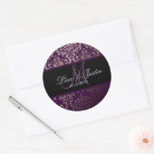 PixDezines Rossi Damask, monogramm/DIY Farbe! Runder Aufkleber (Umschlag)