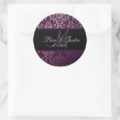 PixDezines Rossi Damask, monogramm/DIY Farbe! Runder Aufkleber (Tasche)