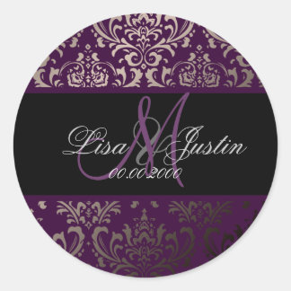 PixDezines Rossi Damask, monogramm/DIY Farbe! Runder Aufkleber