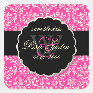 PixDezines Rossi Damask/Pink Quadratischer Aufkleber