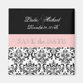 PixDezines Rossi Damask, Schwarz+Weiß Magnet (Vorne)