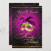 PixDezines Rossi Sweet 16 Masquerade / DIY Farbe!! Einladung (Vorne/Hinten)