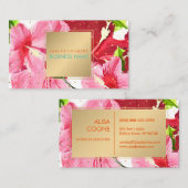 PixDezines Rot/Hibiskus/Gold Speck Visitenkarte (Vorne/Hinten)