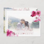 PixDezines Rote Kirsche Blüten Save the Date Ankündigungspostkarte (Vorne/Hinten)