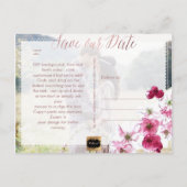 PixDezines Rote Kirsche Blüten Save the Date Ankündigungspostkarte (Rückseite)