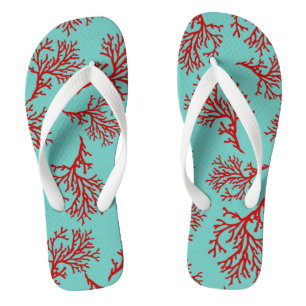 PixDezines rote Korallen/DIY-Farben Badesandalen