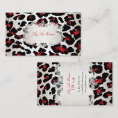 PixDezines roter Leopard/Champagner Visitenkarte (Vorne/Hinten)
