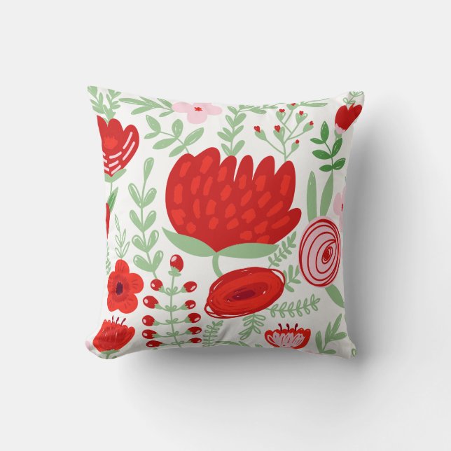 PixDezines roter Proteas/dicker Hintergrund Kissen (Vorderseite)