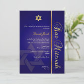 PixDezines ROYAL BLAUE/GOLD/BAR MITZVAH-INVITATION Einladung (Stehend Vorderseite)