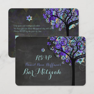 PixDezines RSVP Baum des Lebens Bat Mizwa Einladung