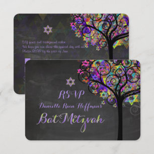 PixDezines RSVP Baum des Lebens Bat Mizwa Einladung