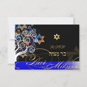 PixDezines Rsvp Baum des Lebens Mitzvah/Champagner Karte