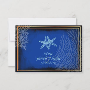 PixDezines rsvp blauer Seestern+Koralle/DIY Farbe Karte