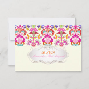 PixDezines RSVP Farbe Isabella Damast/Bar Mizwa Karte