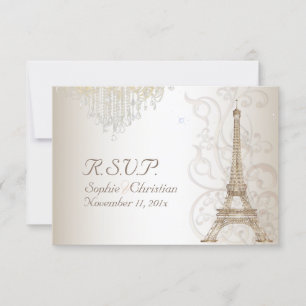 PixDezines RSVP Faux Bronze Eiffelturm/Champagner Karte