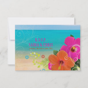 PixDezines rsvp hibiskus+farn Karte
