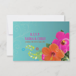PixDezines rsvp hibiskus+farn Karte