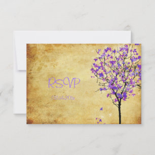 PixDezines RSVP Retro Violette Ahornbäume Karte