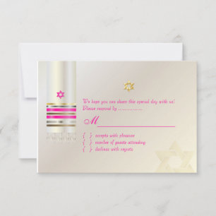 PixDezines RSVP Rosa Tallit Bat Mizwa Karte