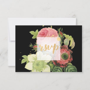 PixDezines RSVP Rosengarten/Gold/Faux Folie Karte