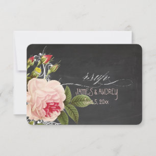 PixDezines RSVP-Schreibtafel+vintage Rosen+Schwüng RSVP Karte