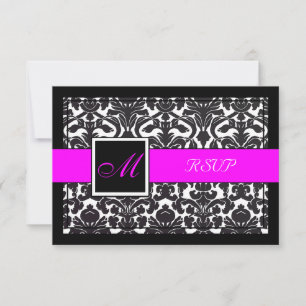 PixDezines RSVP Schwarze Flora Damast/DIY-Farben Karte