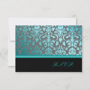 PixDezines RSVP Türkis Flora Damast/Diy Hintergrun Karte