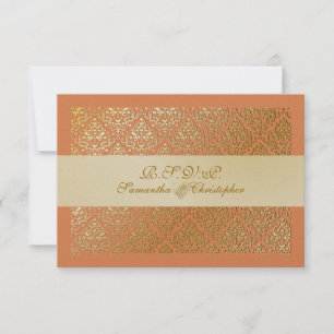 PixDezines RSVP Vavin Damast/Diy Orangenfarbe Karte