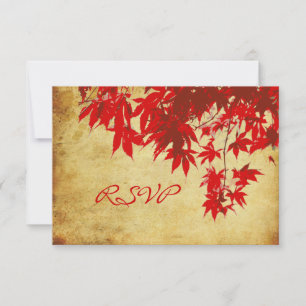PixDezines RSVP Vintage rote Ahornblätter/Herbst Karte