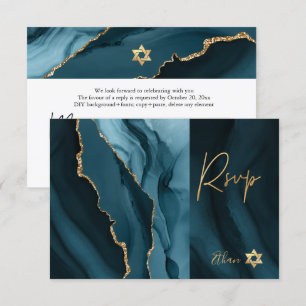 PixDezines RSVP Wasserfarbe Achat Bar Mitzwa ✡ Karte