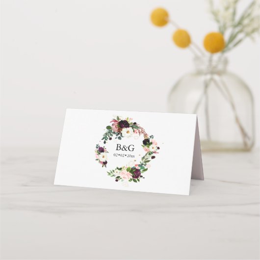 PixDezines Rustic Bloom Wasserfarbe Blume Platzkarte (Rückseite)