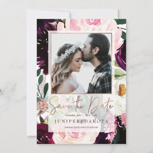 PixDezines Rustic Blush Pink Burgund Blume Einladung (Vorderseite)