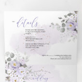 PixDezines Rustic Dusty Lila Rose Eukalyptus Dreifach Gefaltete Einladung (Innen Erste Seite)