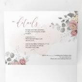 PixDezines Rustic Dusty Pink Roses Eukalyptus Dreifach Gefaltete Einladung (Innen Erste Seite)
