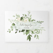 PixDezines Rustic Eucalyptus Alabaster Rose Tri-F Dreifach Gefaltete Einladung (Cover)