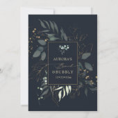 PixDezines Rustic Eucalyptus Navy Bruncy Bubbly Einladung (Rückseite)
