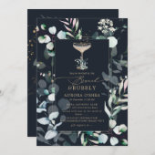 PixDezines Rustic Eucalyptus Navy Bruncy Bubbly Einladung (Vorne/Hinten)