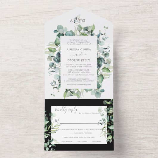 PixDezines Rustic Eukalyptus DIY Hintergrund All In One Einladung (Innen Boden)