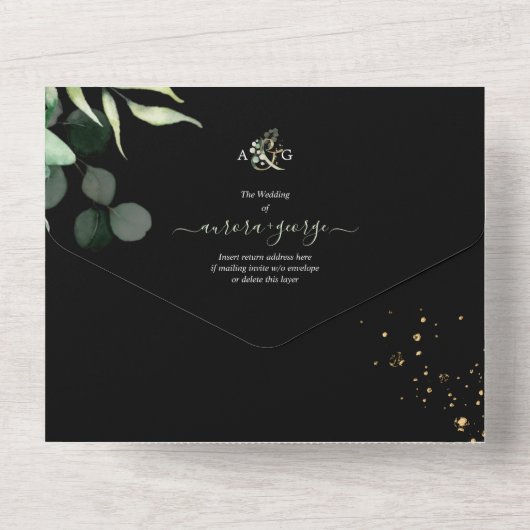 PixDezines Rustic Eukalyptus DIY Hintergrund All In One Einladung (Rückseite)