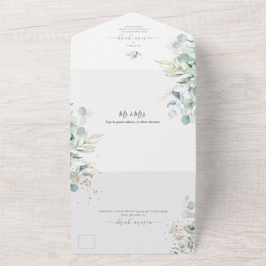 PixDezines Rustic Eukalyptus DIY Hintergrund All In One Einladung (Außenbereich)