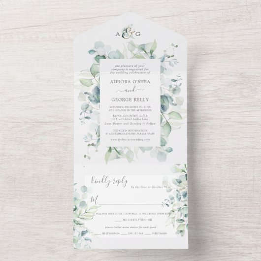 PixDezines Rustic Eukalyptus DIY Hintergrund All In One Einladung (Innen Boden)