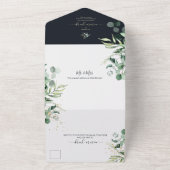 PixDezines Rustic Eukalyptus Navy n Gold All In One Einladung (Außenbereich)