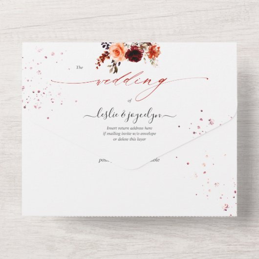 PixDezines Rustic Fall Bouquets H2 Rose Peonies All In One Einladung (Rückseite)