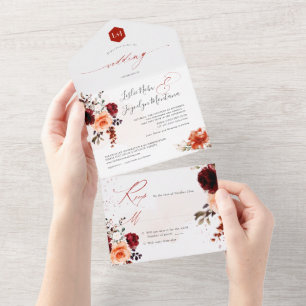 PixDezines Rustic Fall Bouquets H2 Rose Peonies All In One Einladung