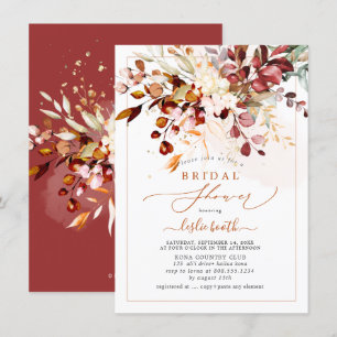 PixDezines Rustic Fall Gum Eucalyptus Bridal Shwr Einladung
