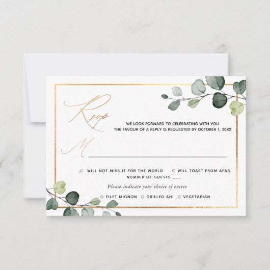 PixDezines Rustic Greenery Eucalyptus UAWG w Meal RSVP Karte (Vorderseite)