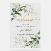 PixDezines Rustic Greenery Gum Eucalyptus Willkomm Acrylschild (Vorderseite)