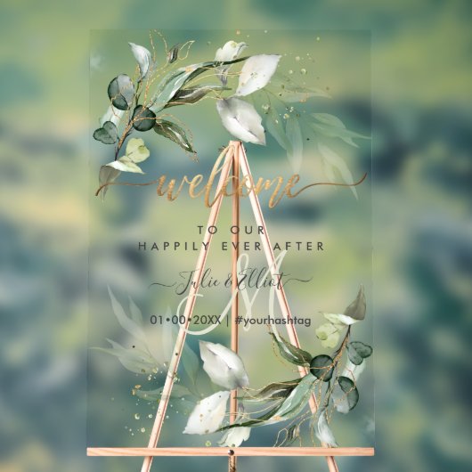 PixDezines Rustic Greenery Gum Eucalyptus Willkomm Acrylschild (Neutral)